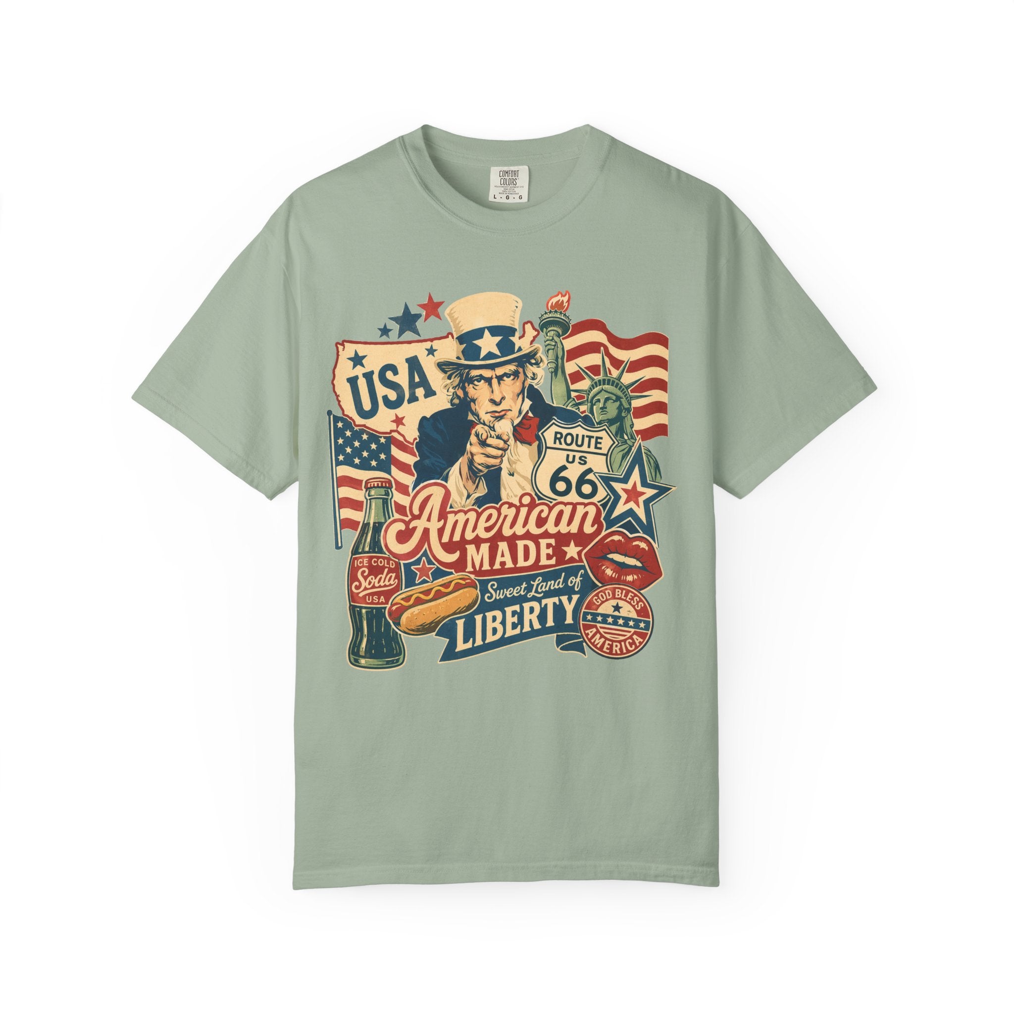 American Made Liberty T-Shirt — Vintage Uncle Sam Route 66 USA Graphic