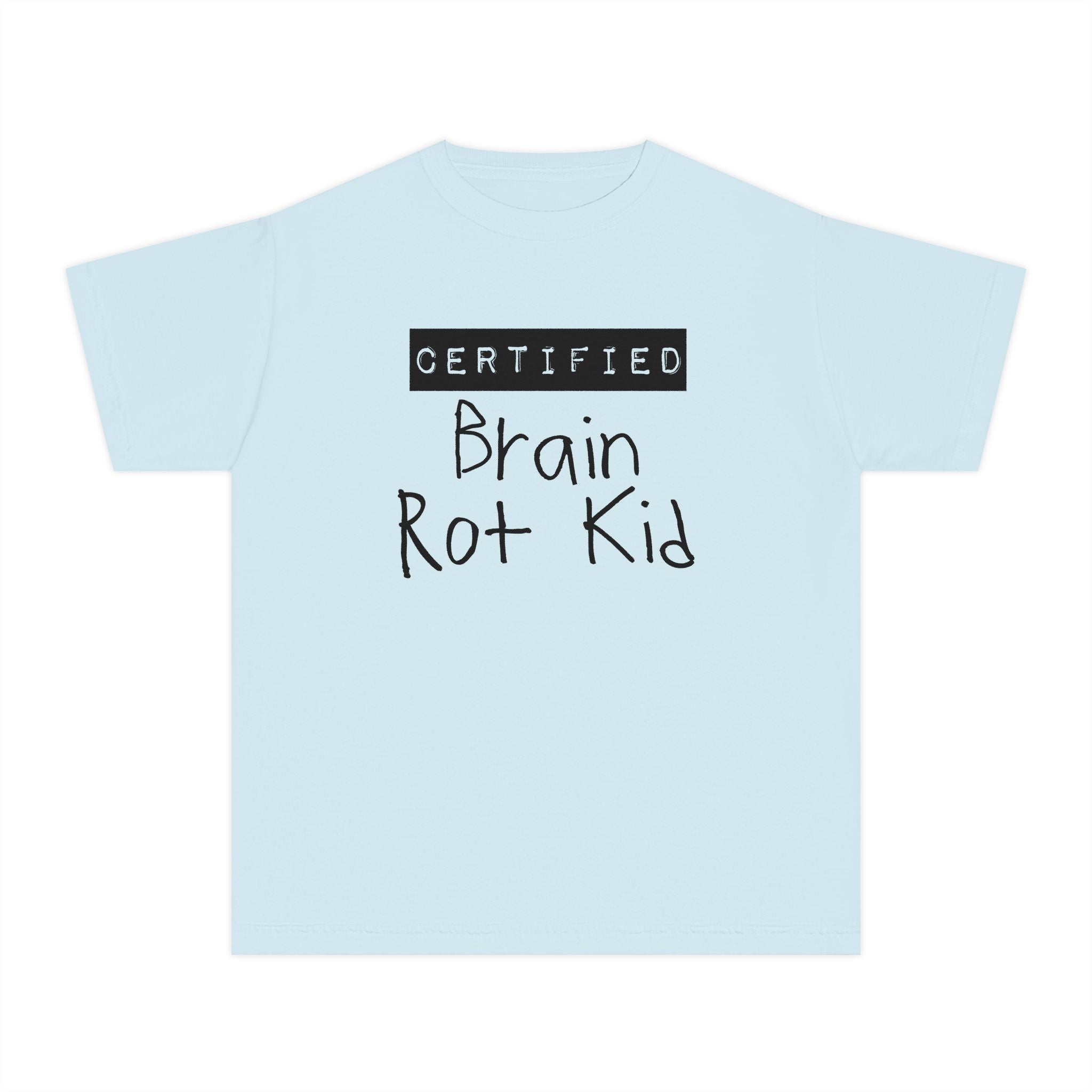 Youth T‑Shirt “Certified Brain Rot Kid” Graphic Tee — Funny Retro Handwritten Kids Shirt