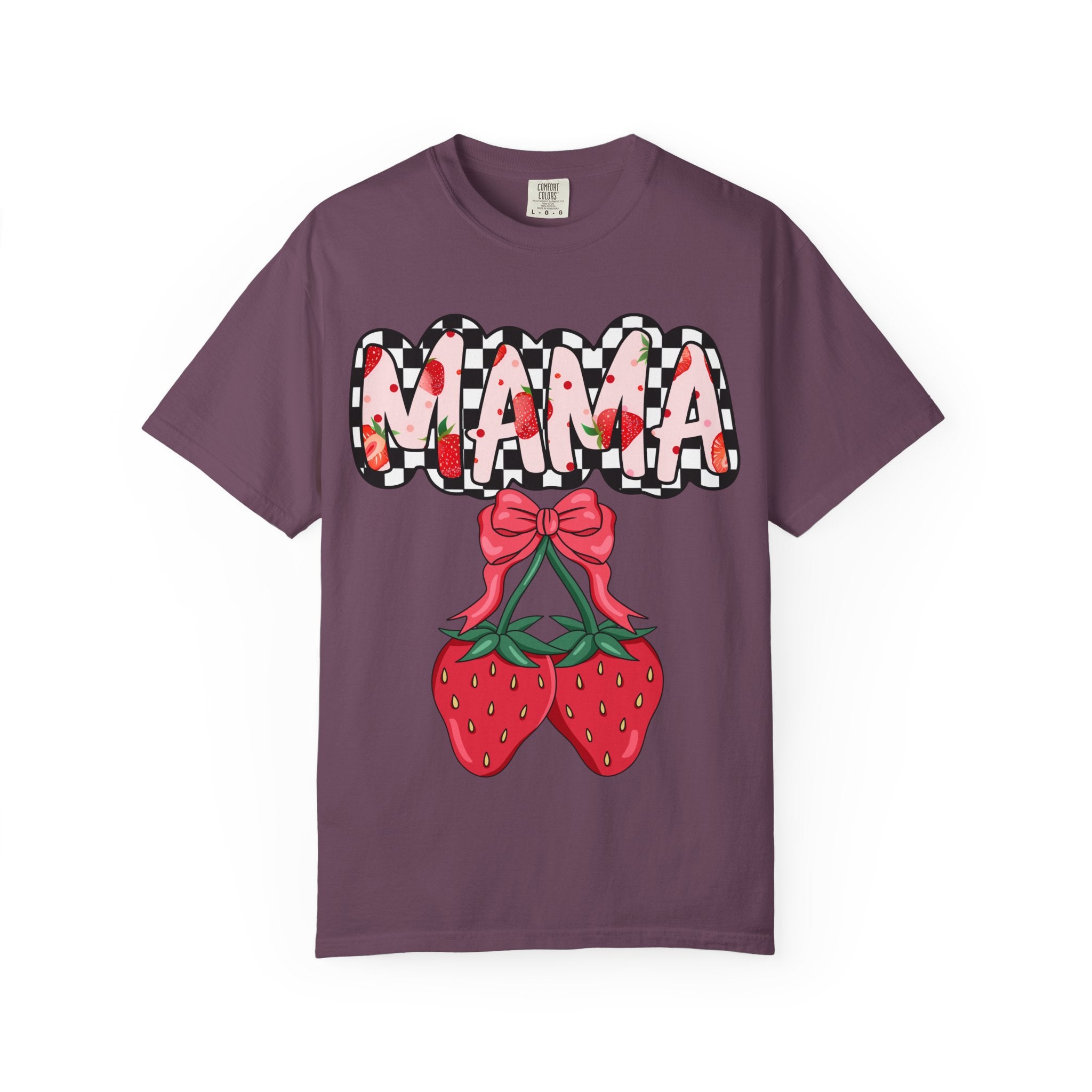 Mama Strawberry T-Shirt — Cute Floral Plaid Mama Tee for Mothers, Mother’s Day Gift