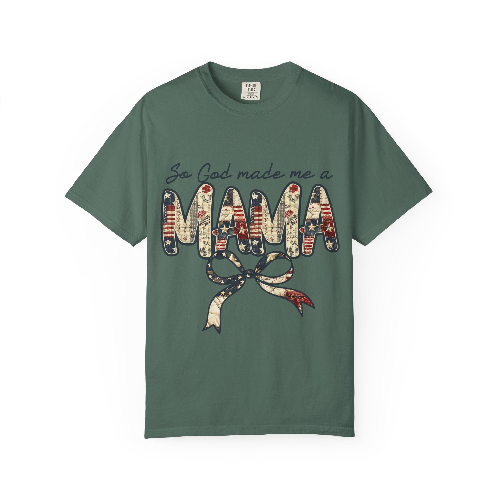 Mama Graphic T-Shirt – “So God Made Me a Mama” Floral Americana Bow Tee