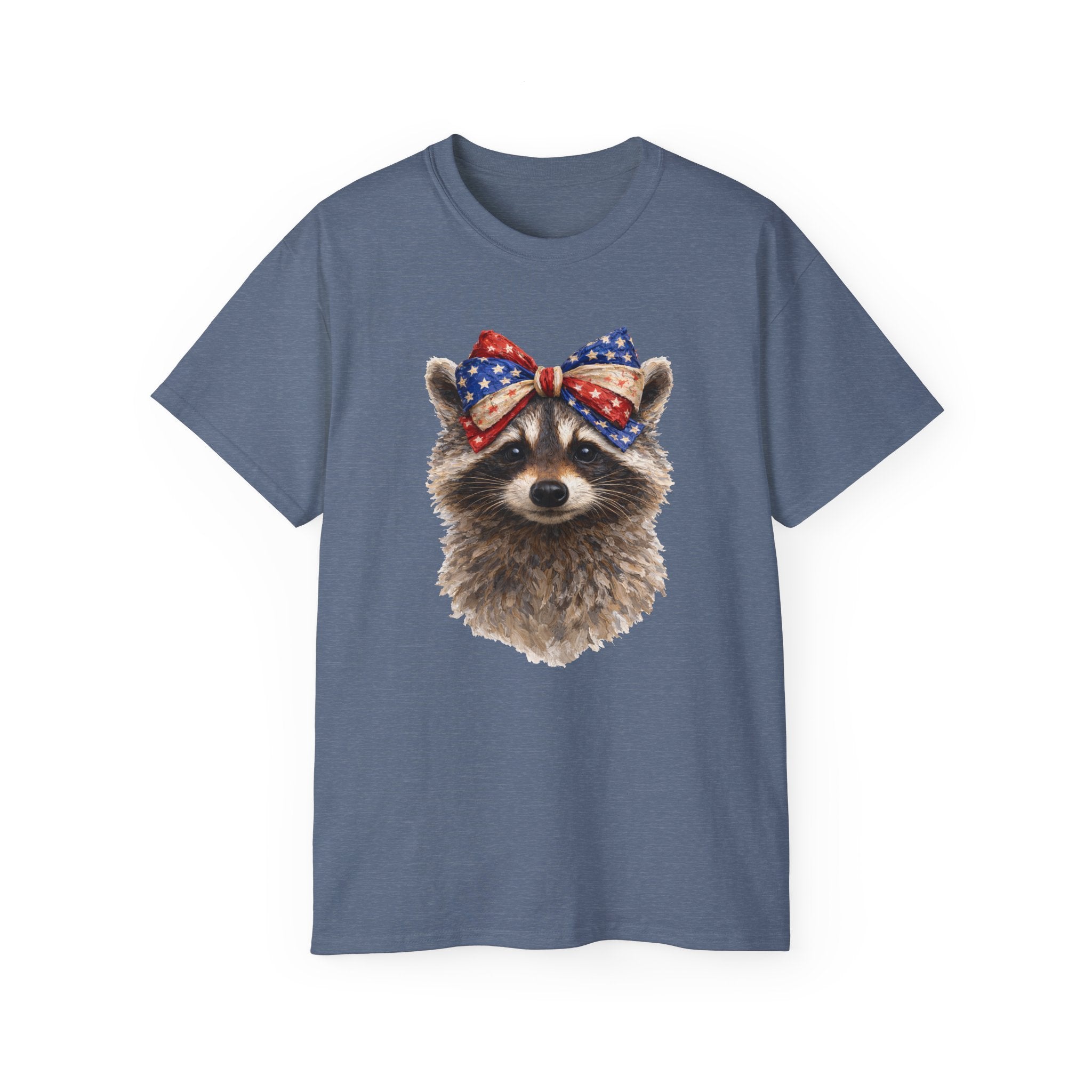 Raccoon with American Flag Bow Tee