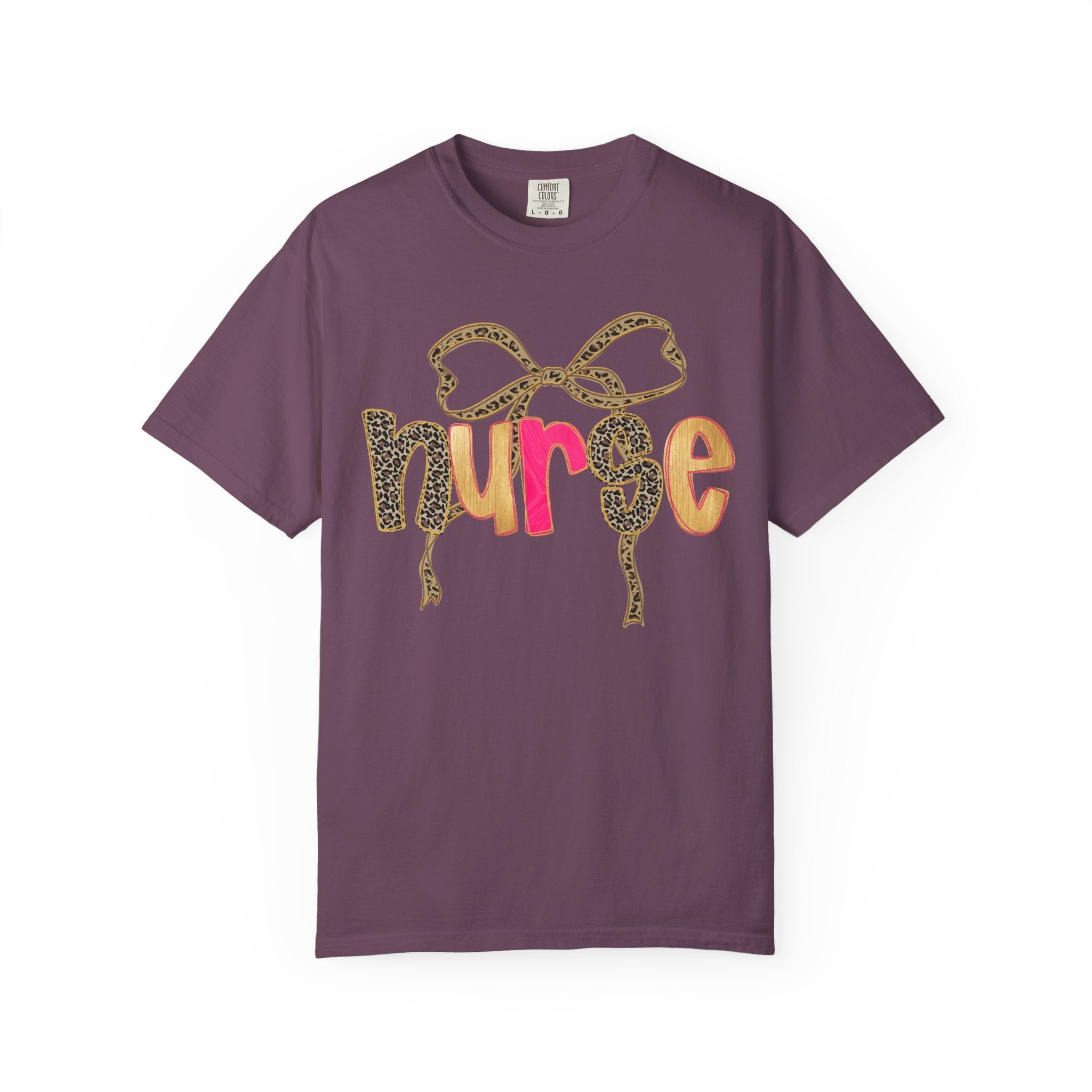 Nurse Leopard Bow T-Shirt — Cute Colorful Nurse Tee