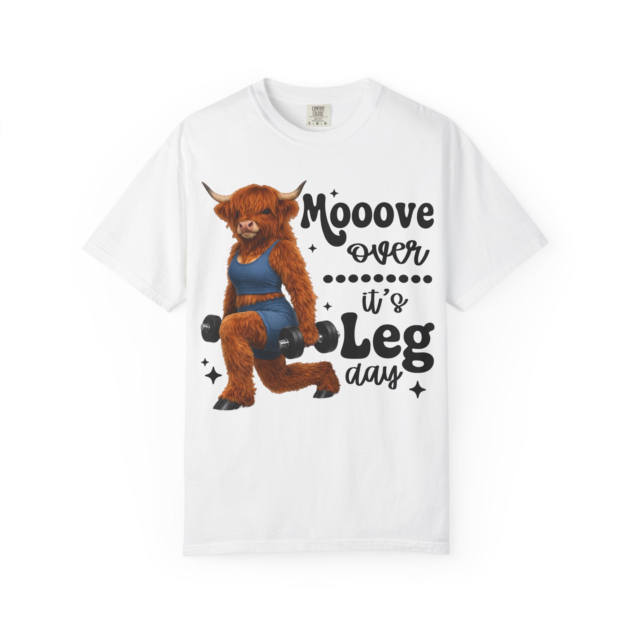 Leg Day Cow Graphic T-Shirt — "Mooove Over It's Leg Day" Funny Gym Tee
