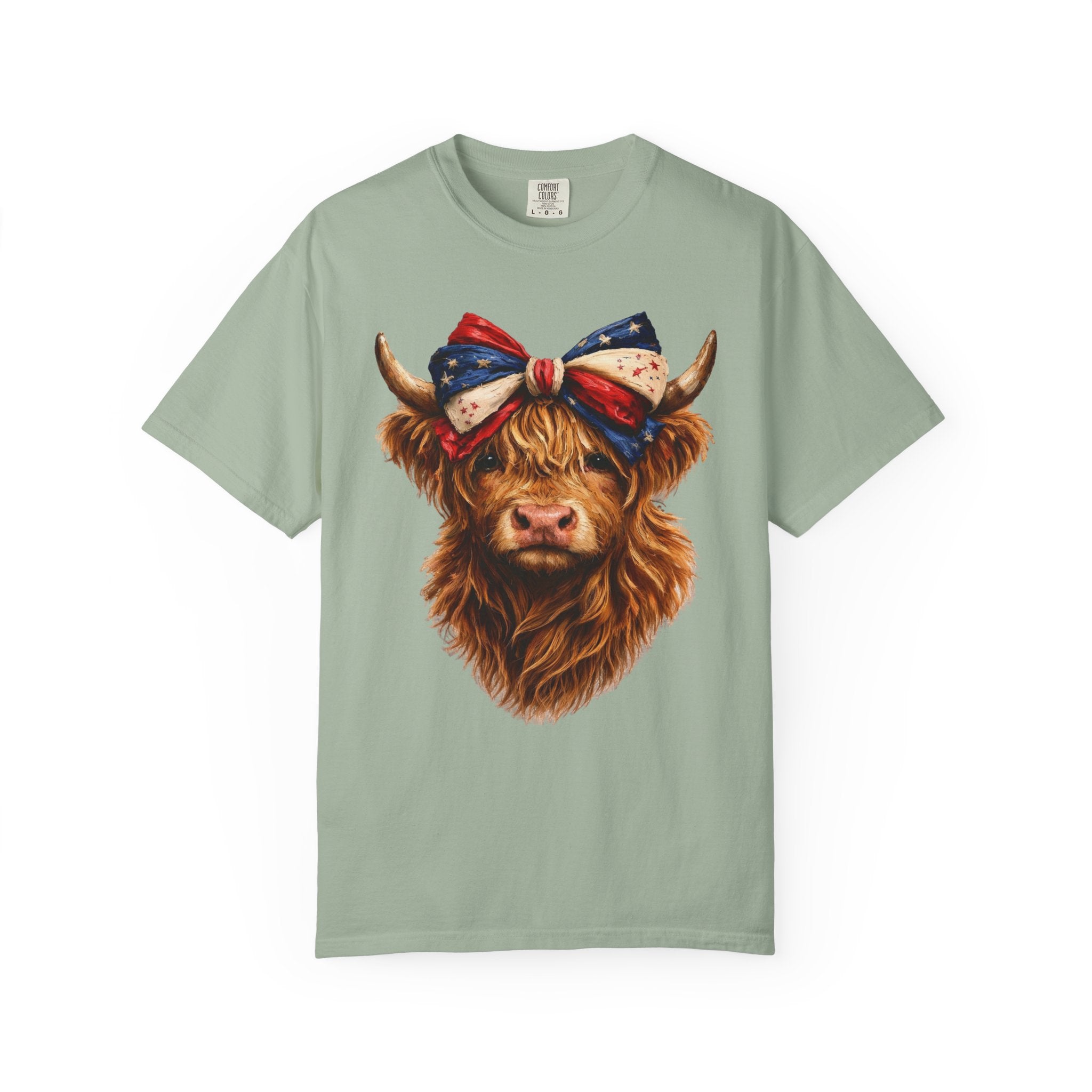 Highland Cow Tee — Patriotic Bandana Cow Graphic T-Shirt