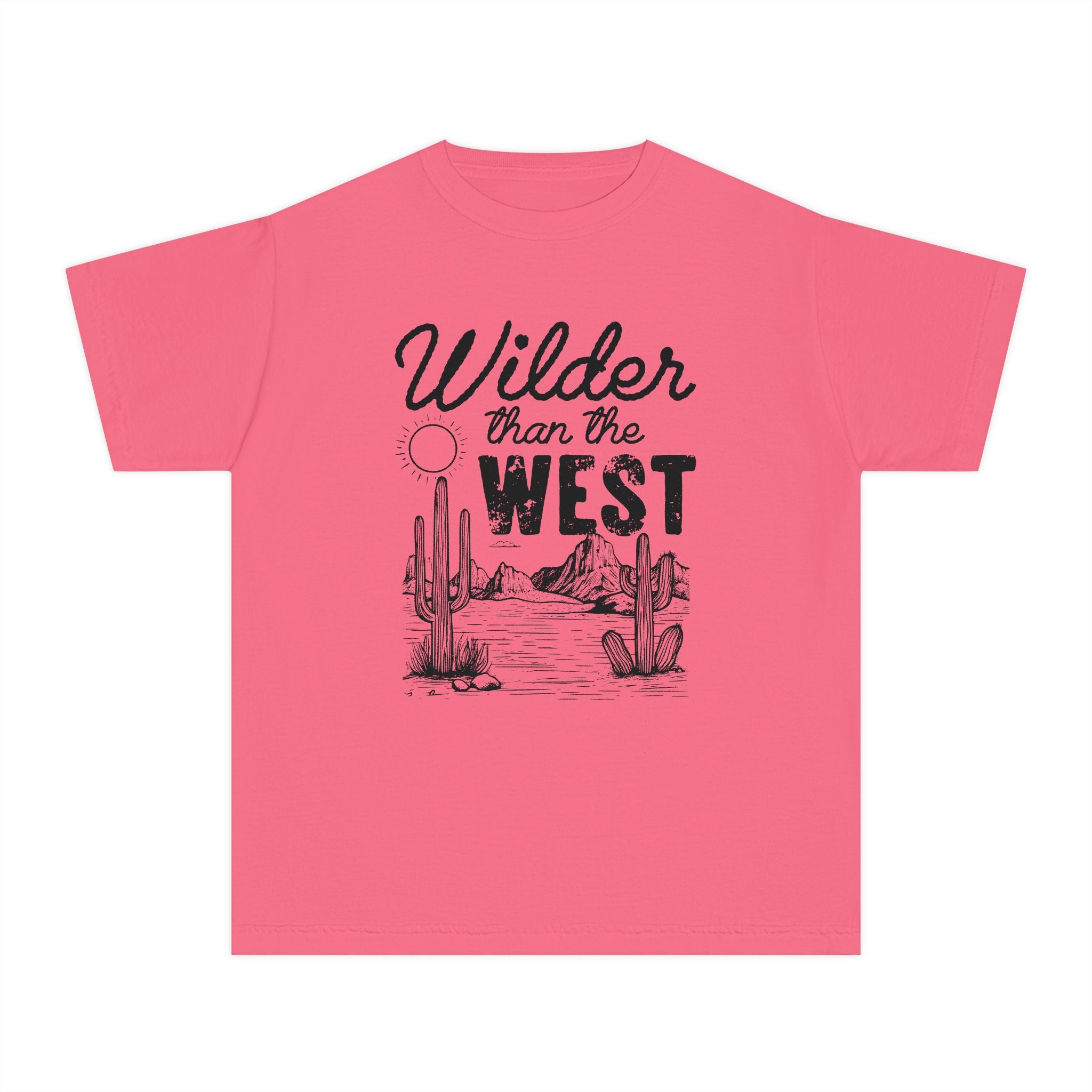 Youth Tee — "Wilder Than The West" Desert Cactus Graphic