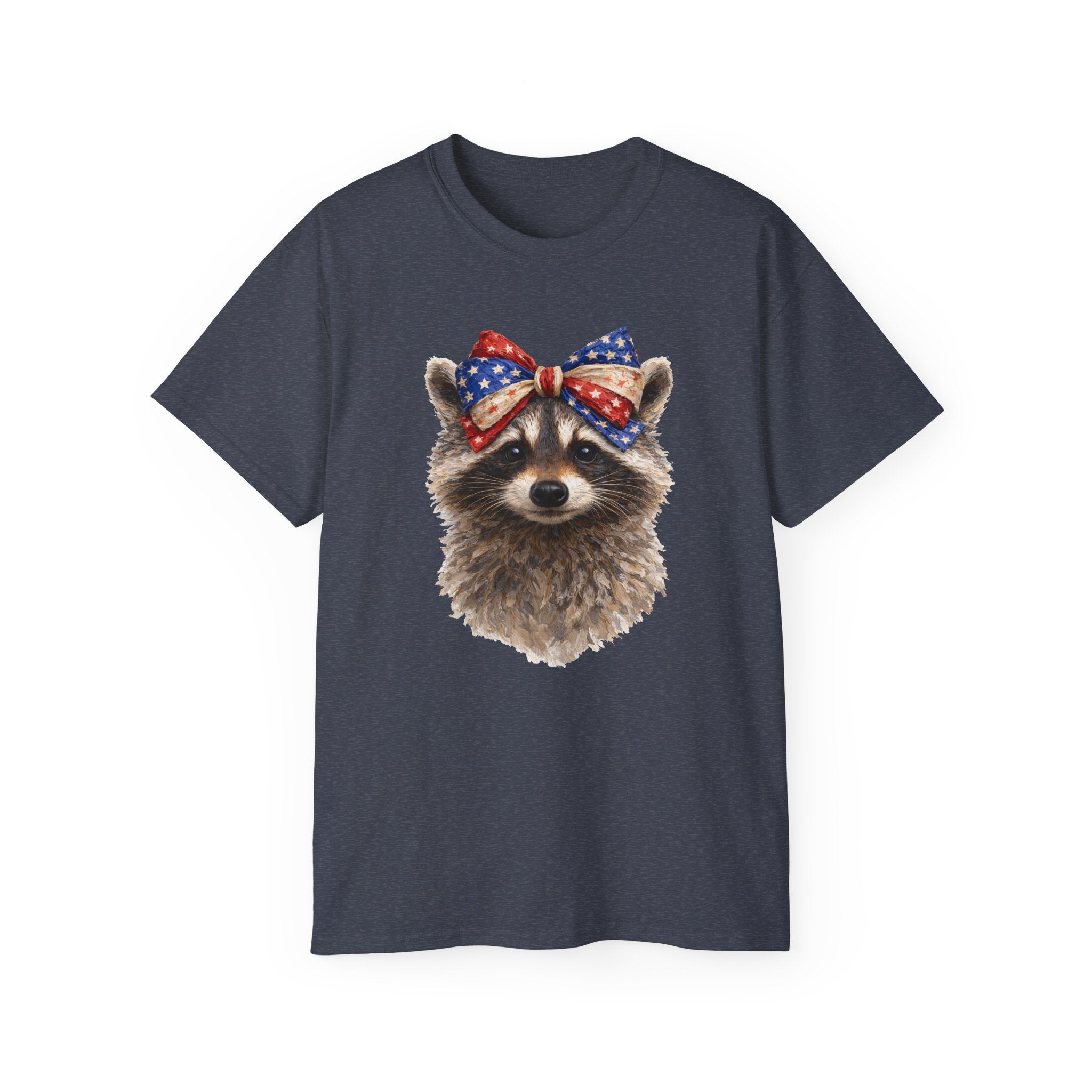 Raccoon with American Flag Bow Tee