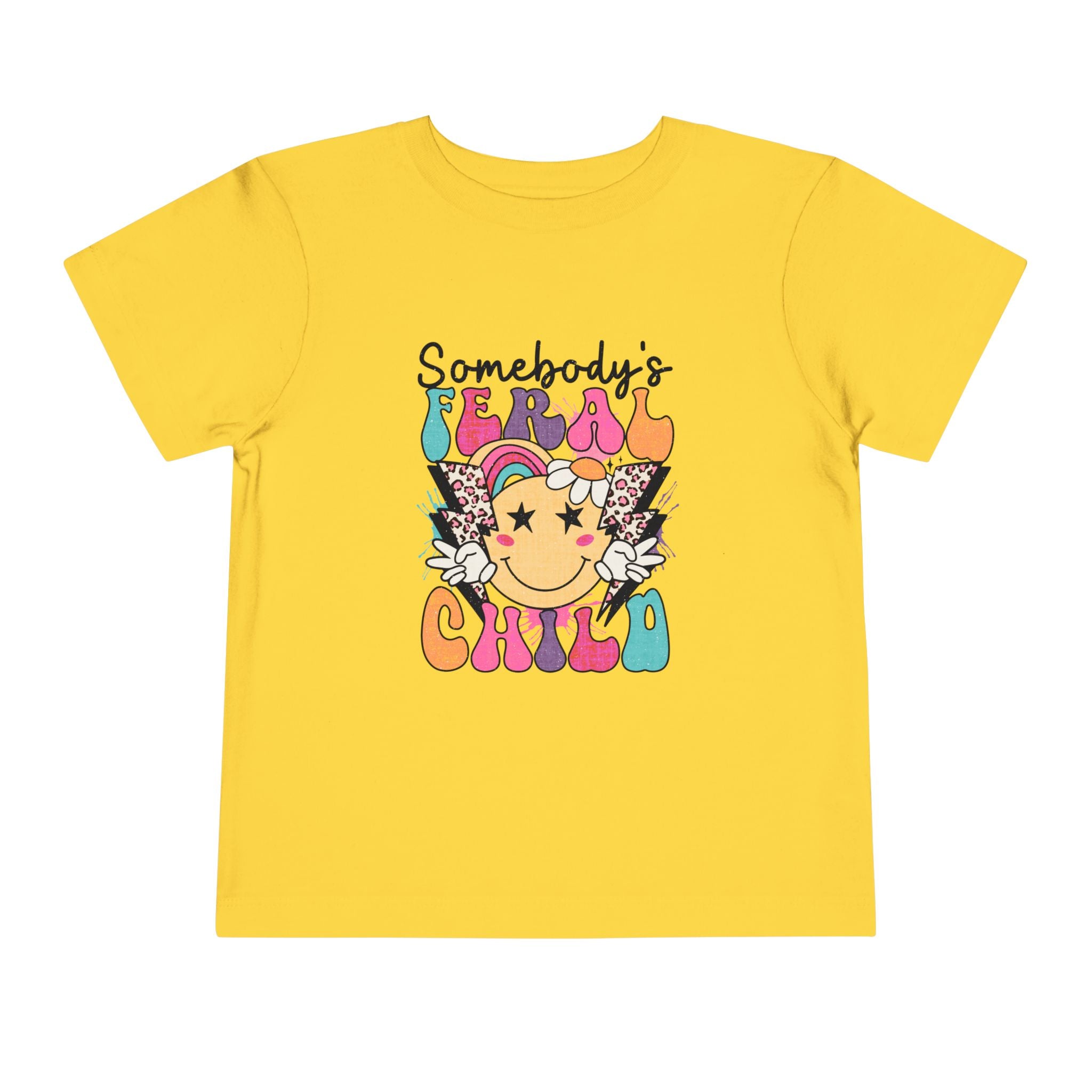 Somebody's Fearless Child Toddler Tee — Retro Rainbow Smiley Graphic