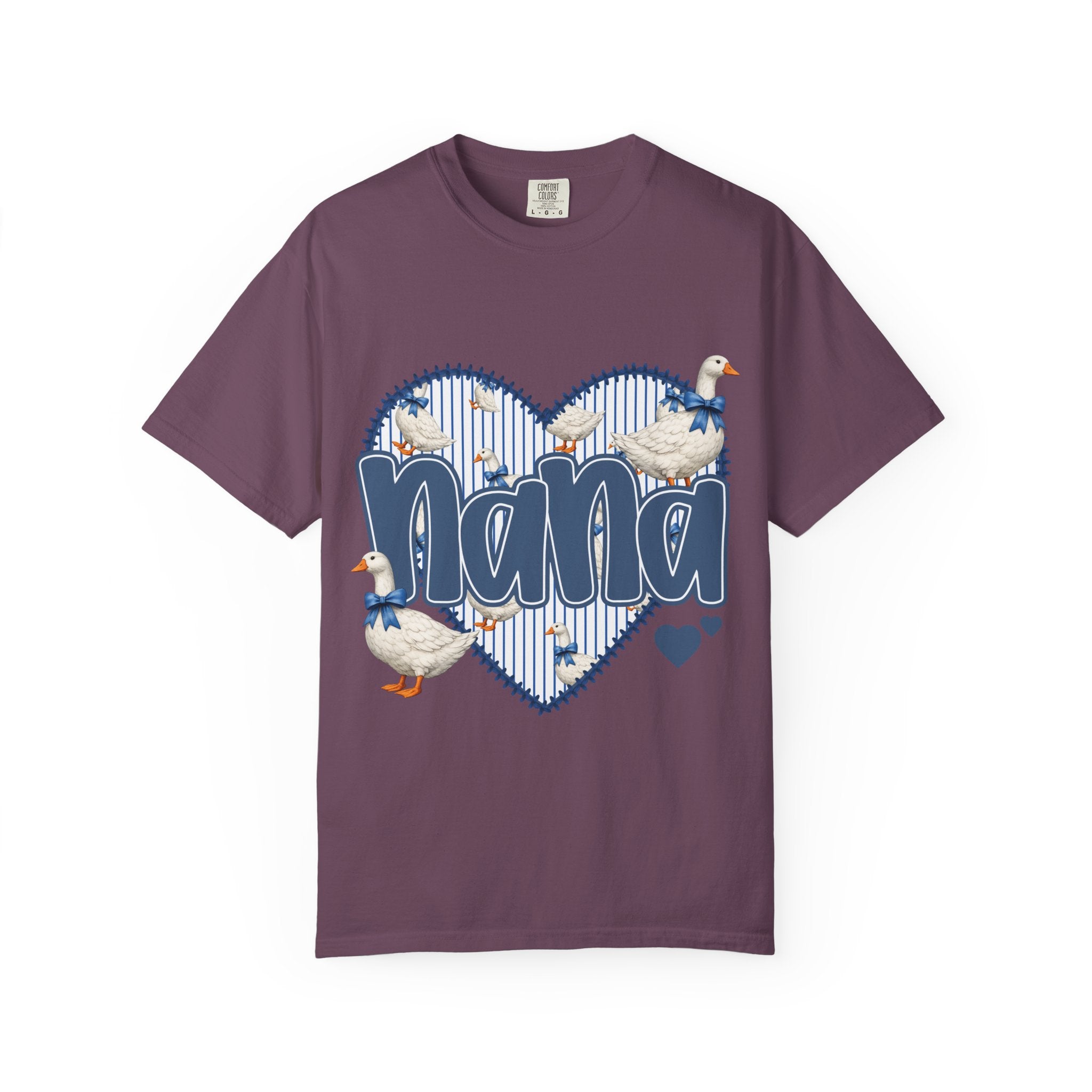 Nana Goose Heart T-Shirt — Cute Grandma Gift, ‘Nana’ Script with Geese
