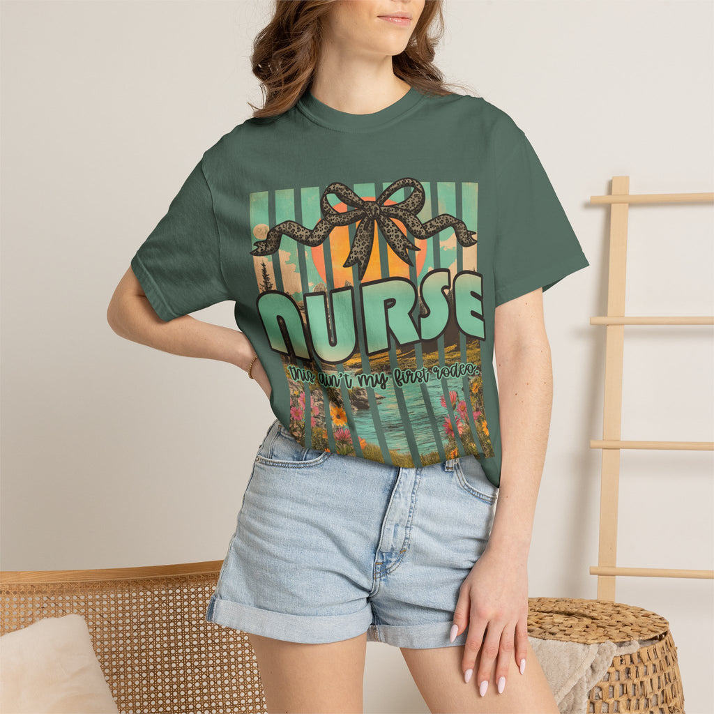 Nurse Floral Ribbon Graphic T-Shirt