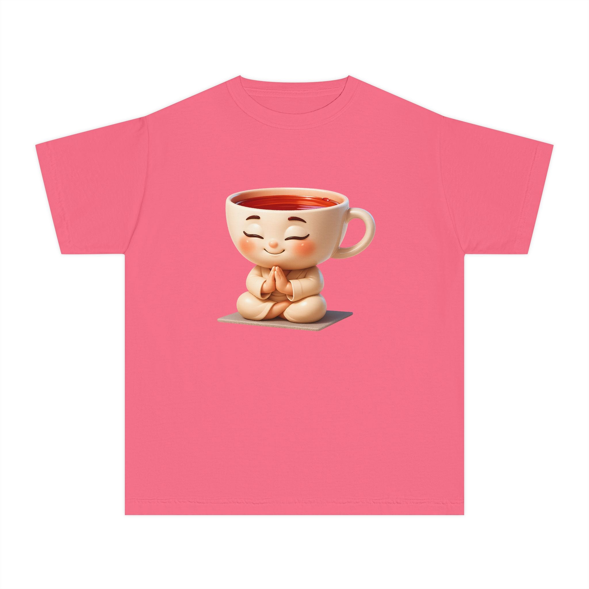 Youth Tee — Cute Meditating Teacup Cartoon Shirt for Kids
