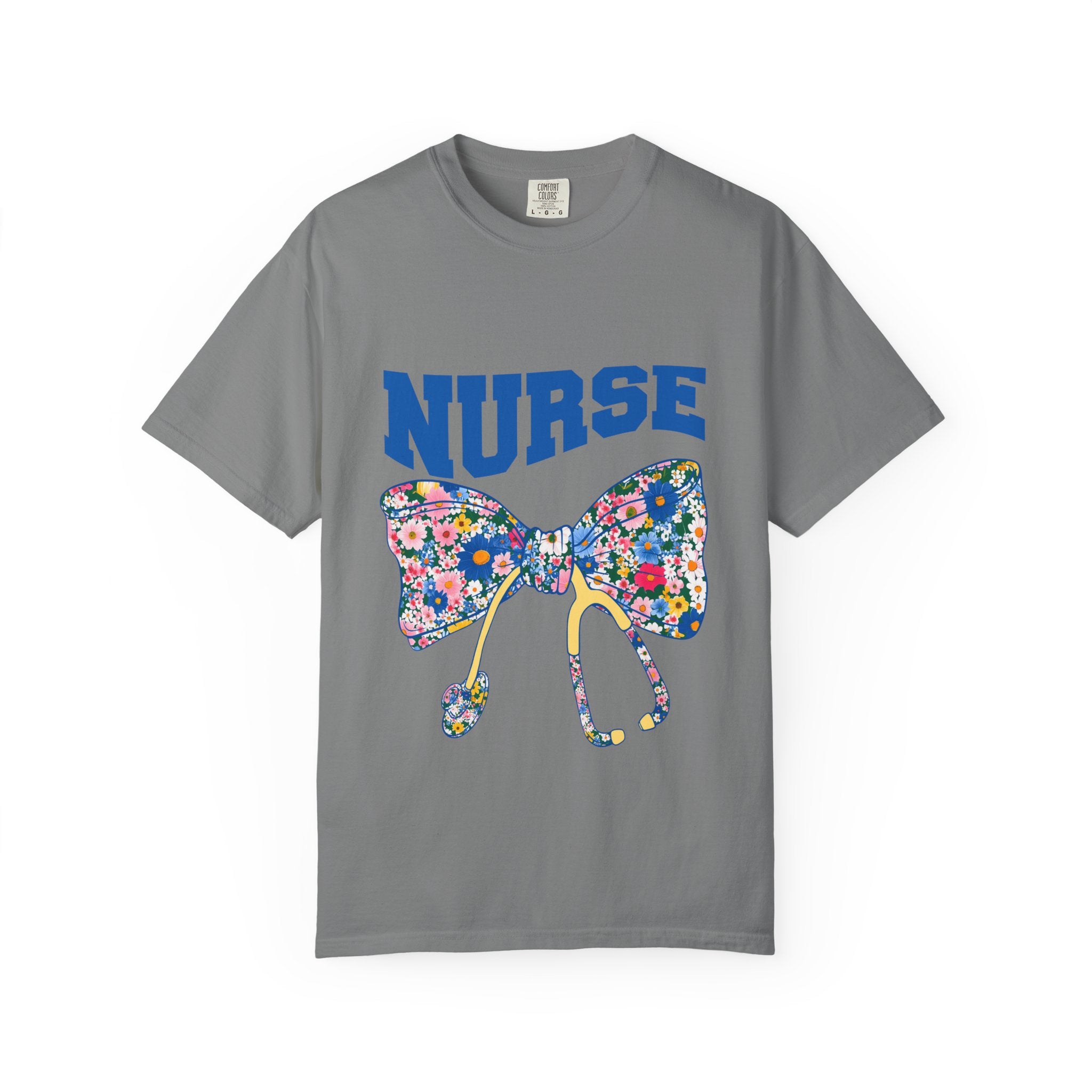 Nurse Floral Stethoscope T-Shirt — Floral Bow & Stethoscope Nurse Tee