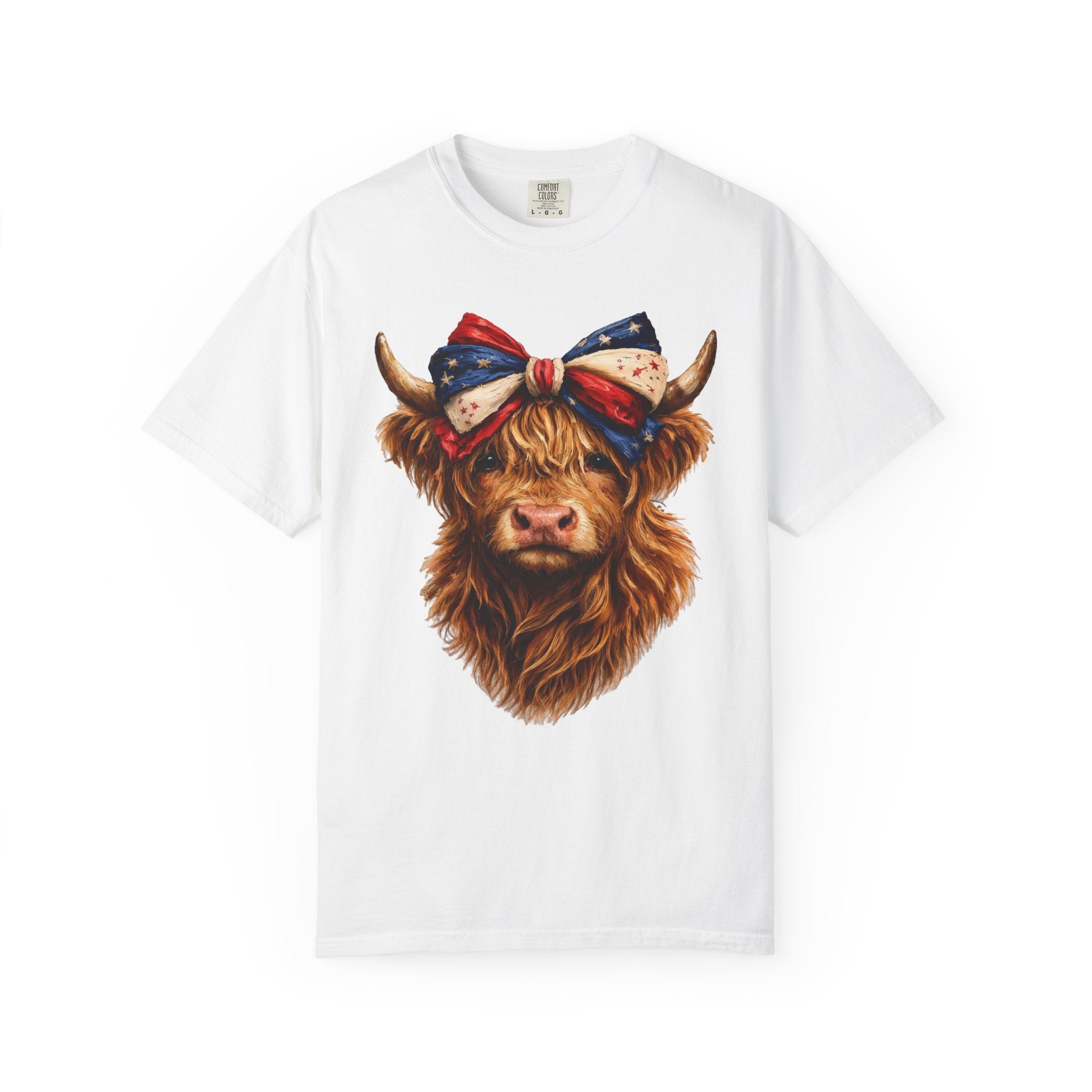 Highland Cow Tee — Patriotic Bandana Cow Graphic T-Shirt