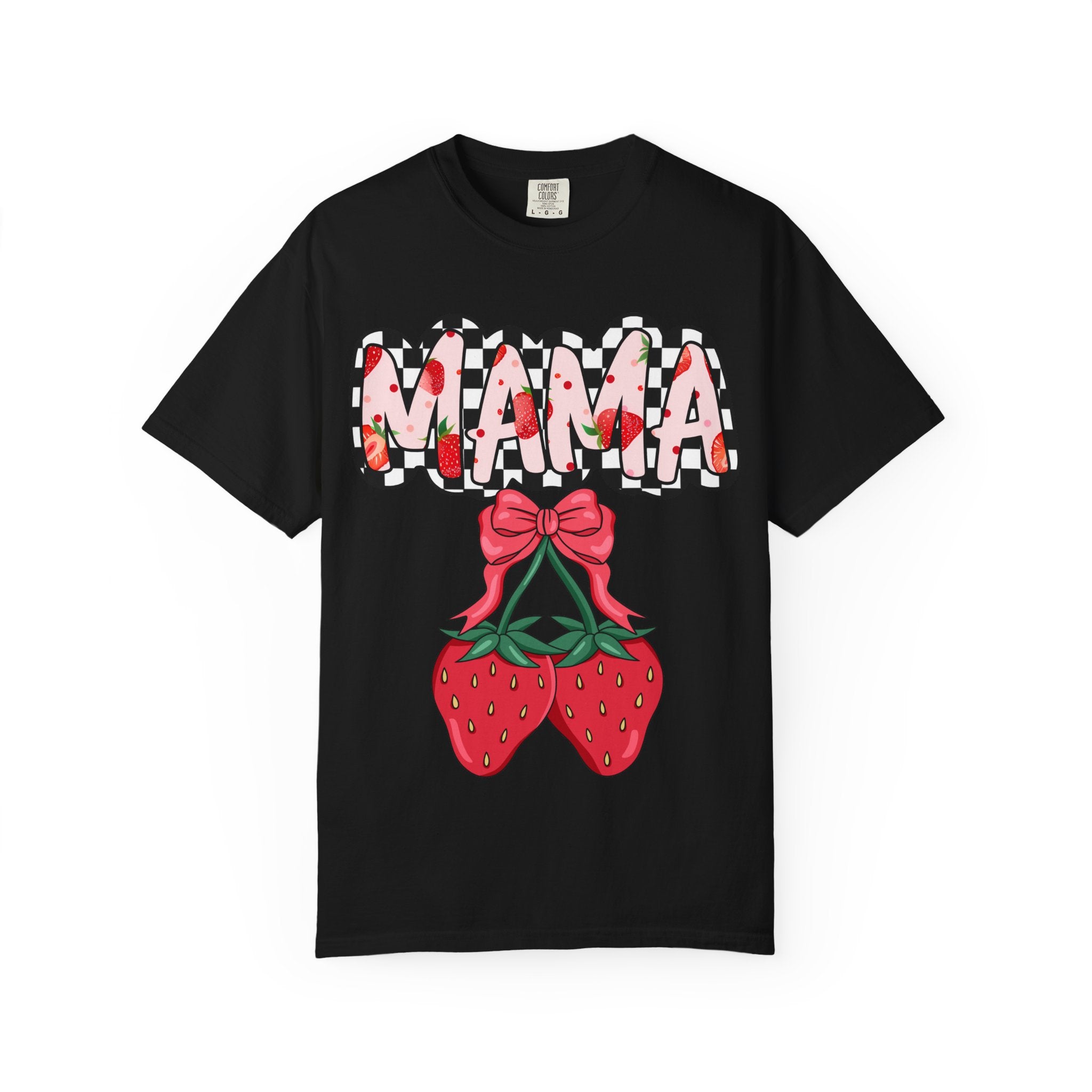 Mama Strawberry T-Shirt — Cute Floral Plaid Mama Tee for Mothers, Mother’s Day Gift