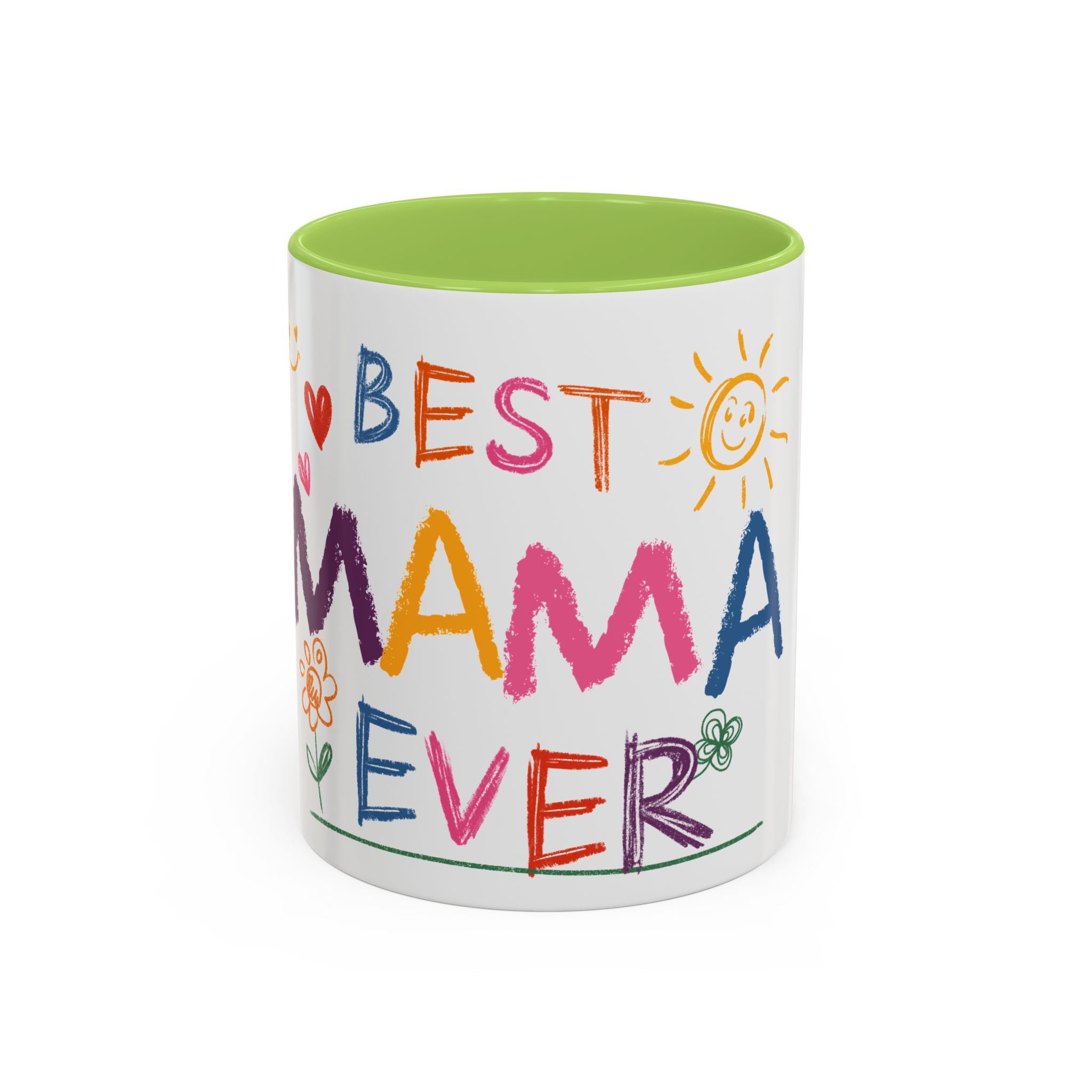 Best Mama Ever Accent Coffee Mug — Colorful Handwritten Mother’s Day Gift (11/15oz)