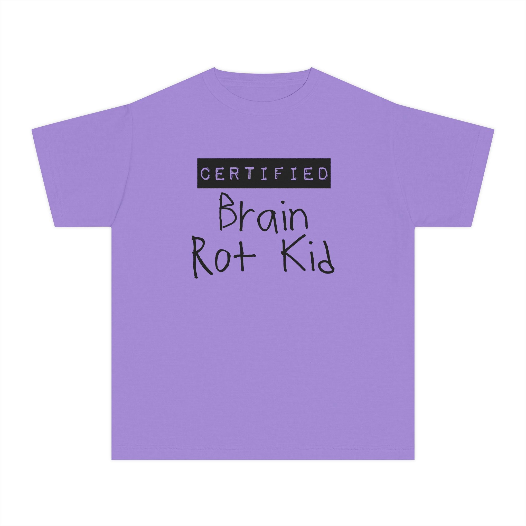 Youth T‑Shirt “Certified Brain Rot Kid” Graphic Tee — Funny Retro Handwritten Kids Shirt