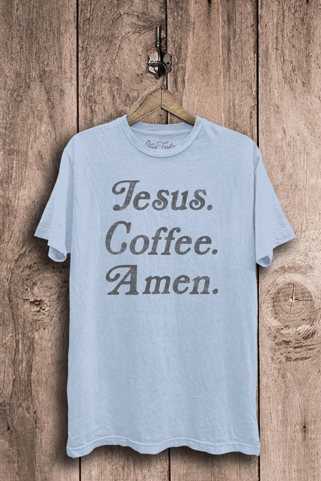 Jesus Coffee Amen Graphic Top: Mocha Mineral Wash / S