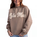 Lulu Mac-Brown Mock Neck Sweatshirt/Cream Script
