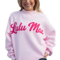 Lulu Mac-Light Pink Mock Neck Sweatshirt/Bubblegum Script