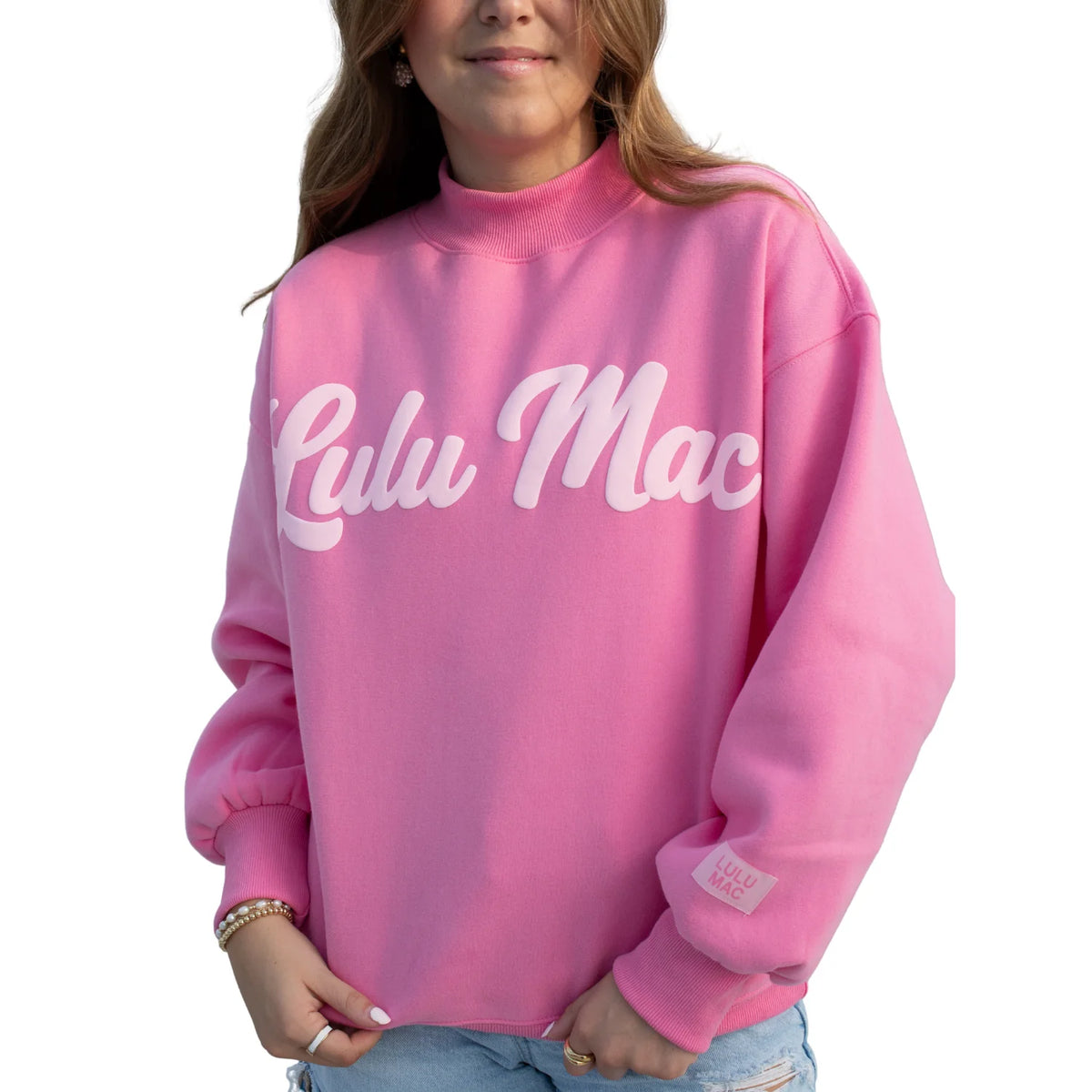 Lulu Mac-Bubblegum Sweatshirt/Light Pink Script