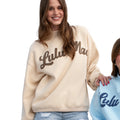 Lulu Mac-Cream Mock Neck Sweatshirt/Brown Script